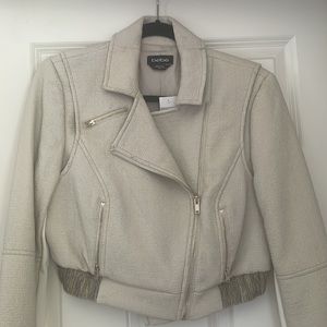 Bebe cropped leather jacket